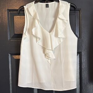 SHEIN white Ruffle V-Neck Blouse